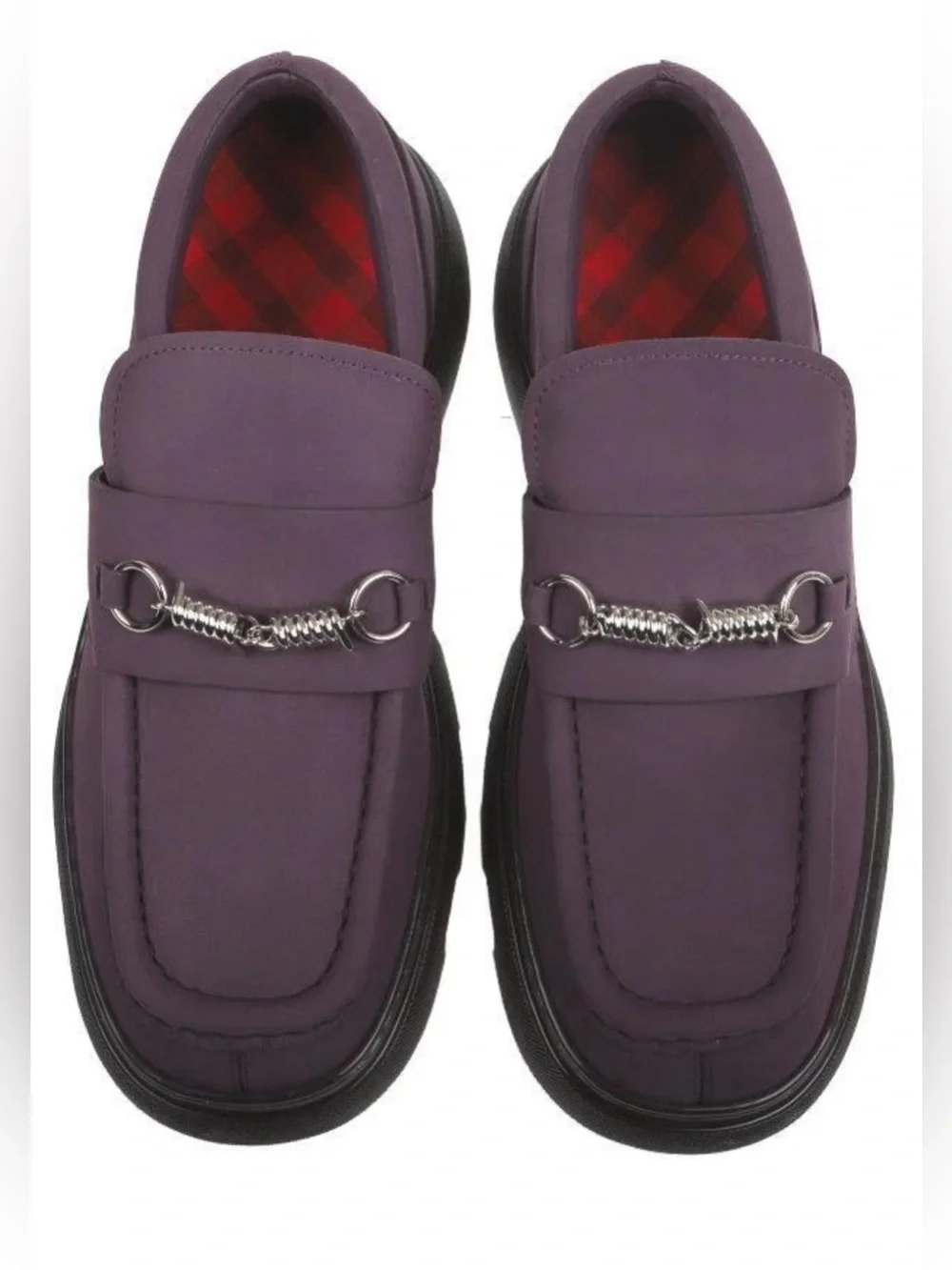 NEW BURBERRY MEN'S CREEPER WINTER SOLE AUBERGINE LEATHER LOFER SHOES 42/9